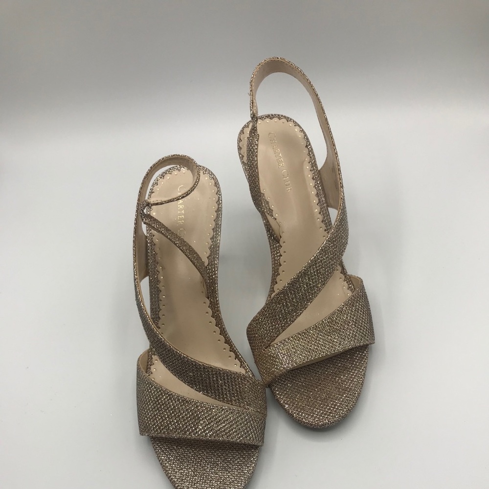 Charter Club Ladies Gold Evening Heels  Size 8